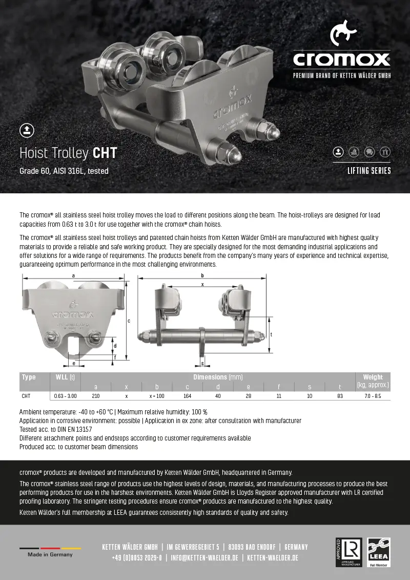 cromox® Hoist Trolley CHT